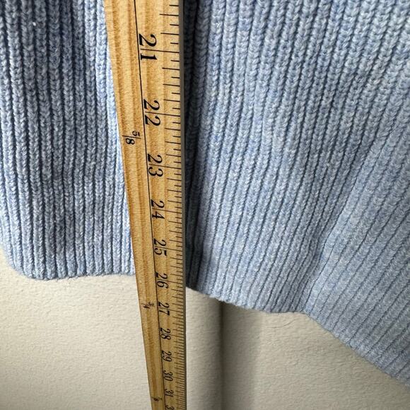 Talbots Plus 1X Blue V-Neck Sweater Pullover Ribbed Knit Long Sleeve Cotton - Picture 4 of 7